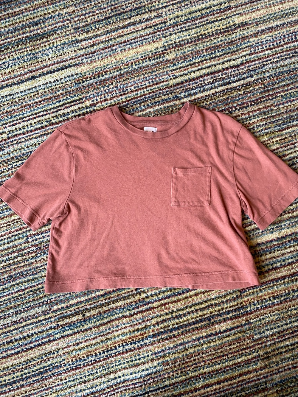 GAP Oversized Cropped Pocket Tee - Dusty Rose M